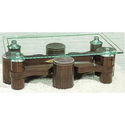 China Coffee Table Living Room Furniture Tea Table With 4 PU Stools for sale