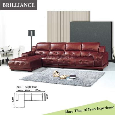 China Red Color L Shape Chesterfield SOFA Wholes Corner Sofa With 5 Seaters for sale