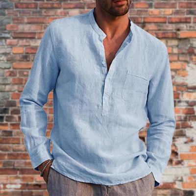 China QUICK DRY men's shirts with cotton and canvas short sleeves autumn selling v-neck shirt leisure men's clothing can be ordered quantities for sale