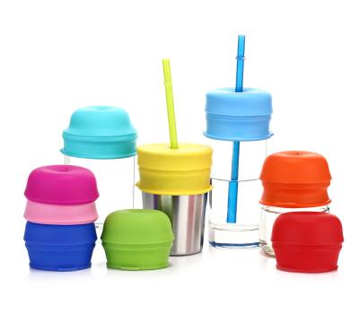 Cina Coppe di silicone Sippy Straw Coppe per bambini Bambini Coppe da bere Coppe ripetibili a prova di fuoriuscita Yeti Rambler Mason Coppe Tazze Coppe in vendita