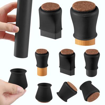 Cina Protezioni per gambe da poltrona in silicone Protezioni per gambe da mobili con feltro Nera Pad per gambe da tavolo Marrone in vendita