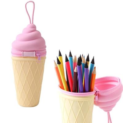 Cina Carino gelato matita di silicone Cassa matita sacchetto di matita cartaceo porta matita per studenti forniture scolastiche regalo di Natale in vendita