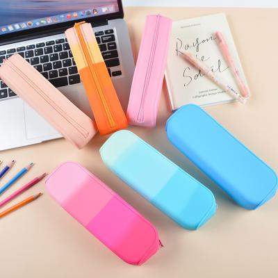 China Zipper Silicone Pencil Holder BPA Free Great Durability for School Supplies Office College Teen Girls Adults for sale