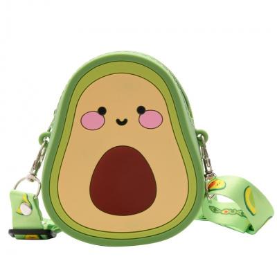 China Cartoon Avocado Silicone Coin Wallets Cute Purse Headset Bag Makeup And Hair Accessories Bag Fun Toy Shoulder Purse Bag for sale