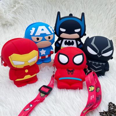 China Superman Silicone Coin Bag For Pencils Crossbody Shoulder Bag For Boys Pop Purse Bag Christmas Birthday Gift Coin Wallet for sale