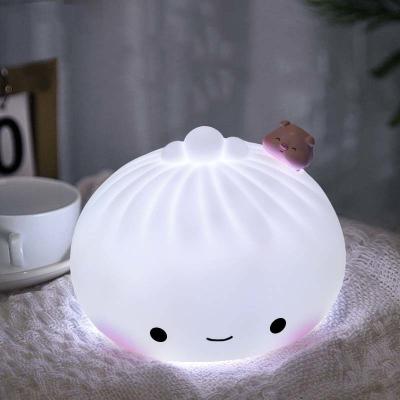 China Schattige baby nachtlamp 7 kleuren zacht siliconen kinderlicht voor kinderen kamer decor met draagbare oplaadbare schattige nachtlamp Te koop