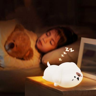 Chine Lumière de nuit pour les enfants Cute silicone chiot Lumière de nuit avec 2 niveaux de luminosité 7 couleurs Kawaii lampe tactile Pour la chambre à vendre