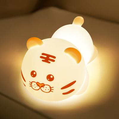 Cina Cute Tiger Silicone Night Light LED Novità Lampada 3 Livelli Dimmabile Bambineria Nightlight USB Ricaricabile Timing Lampada da sonno in vendita