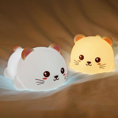 China Nachtlicht voor kinderen schattig siliconen puppy nachtlicht met 2 niveaus van helderheid 7 kleuren kawaii touch lamp voor slaapkamer Te koop