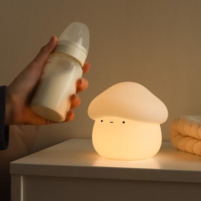 China Mushroom Night Light For Kids Squishy Silicone Night Light 7 Soft ColorsTap Control Rechargeable Sleep Timer Beside Lamp for sale