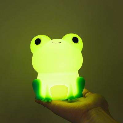 China Cute Frog Night Night For Kids Color Changeable Silicone Sleeping Night Lamp For Nursery Dimmable Timer Rechargeable for sale