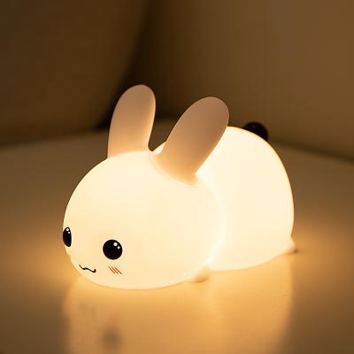 China Rabbit Silicone Night Light For Kids 16 Color Changing Kids Night Light USB Baby Nursery Bedside Touch Lamp Night Lights for sale