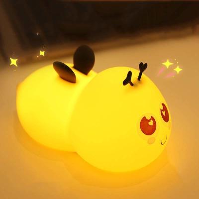 China Bee Silicone LED Nightlight Baby Nursery Sleep Lamp With Timer For Toddler Baby Girls Boys Children Christmas Kids Gift for sale