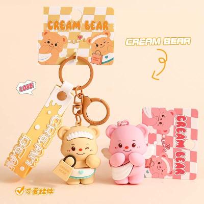 Cina Cartoon Animal Pendant Key Ring Silicone Keychain in vari colori per donne e bambini in vendita