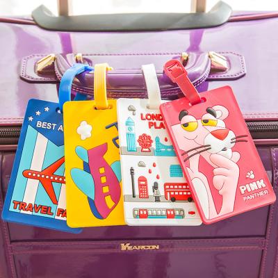 China Cartoon Silicone Travel Luggage Tag with Belt Strap Food Grade and Style Card Holder zu verkaufen