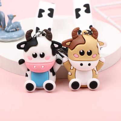 China Silicone Cartoon Cow Keychain for Ladies Backpack and Car Pendant for sale