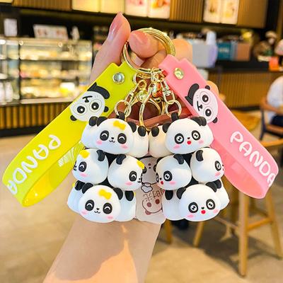 China 2 Pcs Black White Panda And Pink Pig Keychain Charms For Women Kids Kawaii Backpack Accessories for sale