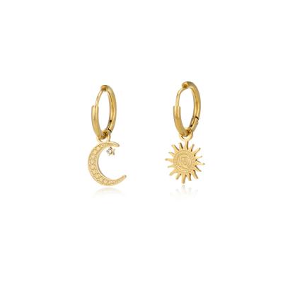 China FASHIONABLE Asymmetric Earrings Women's Stainless Steel New Sun Moon Jewelry Earrings for sale