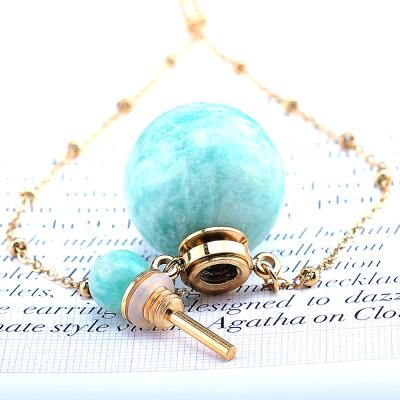 China Other Natural Stone Around Perfume Bottle Choker Stainless Steel Chain Crystal Aromatherapy Essential Oil Bottle Pendant Necklace for sale