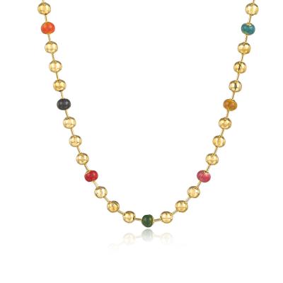 China New Trendy Fashion Stainless Steel Oil Drop Color Pearl Chain Necklace for sale