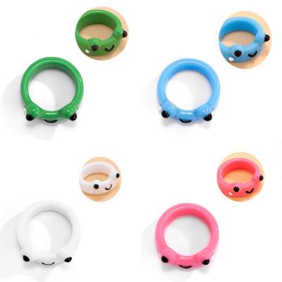 China FASHIONABLE beauty and fresh animal resin frog Simple Ring color three-dimensional zodiac ring for sale