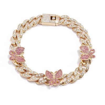 China Sweet Personality Vintage Retro Little Butterfly Full Diamond Anklet And Cool Fashionable Color Micro-inlaid for sale