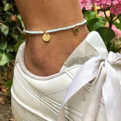 China Simple New Style Simple Goods Beach Sequin Tassel Iced Out Anklet Beaded Ladies Anklet Chain for sale