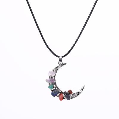 China Simplicity Crystal Agate Semi-Gem Moon Pendant Necklace Garment Accessories for sale