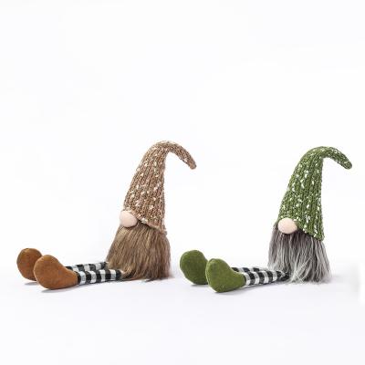 China Europe Christmas Decoration Knitted Wool Checked Figures Children's Leggy Gift Shop Window Display for sale