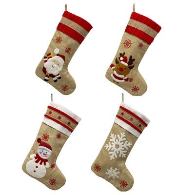 China Christmas Canvas OrnamentChristmas Gift Bag Stocking Europe Christmas Gift Pendant Bag for sale