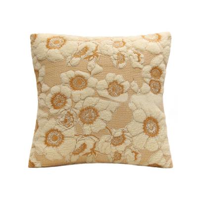 China White Folded Sunflowers Cotton Jacquard Embroidery Pillowcase Cushion Cover Waist Pillow for sale