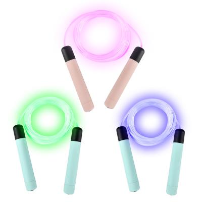 China Plastic Glow In The Dark Adjustable Length Jump Rope Night LED Lights Adult Children Kids Skipping Skipping Rope for sale