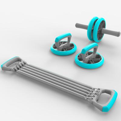 China Abs ab roller set for abs workout, ab wheel core workout fitness exercise equipment with push up bars, chest expander for sale