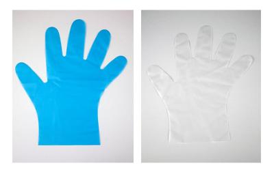 China Beauty Salon Blue / Clear Disposable Poly Gloves TPE Material S, M, L, XL Size for sale