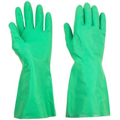 China Green Reusable Long Household Rubber Gloves Oil Resisitance 33cm / 45cm Length for sale