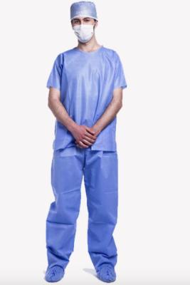 China PP Nonwoven Protective Light Blue Hospital Scrubs Singel Use , Disposable Medical Workwear  for sale