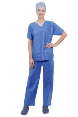 China Hospital Clothing Medical Disposable Scrub Suits XS-3XL Size PP/SMS Material for sale