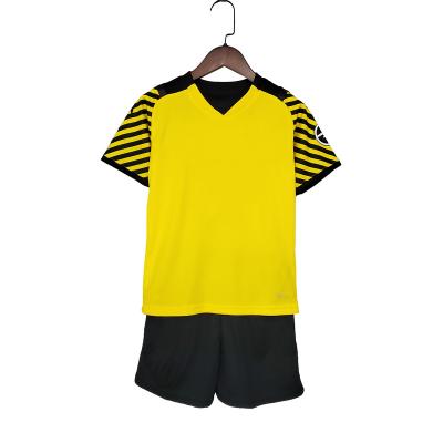 China Best Selling Yellow Quick Dry Dortmund Home Kids Soccer Jerseys Set Kids Football Uniforms Suit for sale