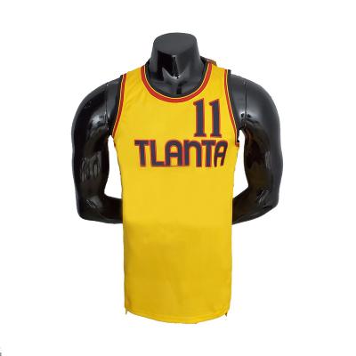 China Hot Selling High Quality Quick Dry 2022 Atlanta Seventy-Fifth Anniversary Peddles City Edition Basketball Yellow Tank Top for sale