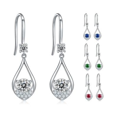 China JS02S CLASSIQUE Remaining Wholesale 925 Sterling Silver Women's Jewelry Maids' Earrings Dangle Drop Earrings 5mm Moissanite for sale