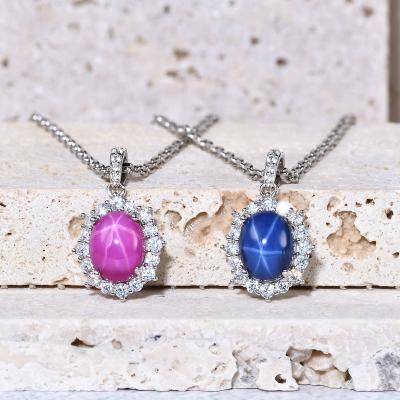 China A3801P Shield Technology 925 Sterling Silver CZ Remaining Plating Halo New Big Cat Eyes Gemstone Pendant CLASSIC for Necklace for sale