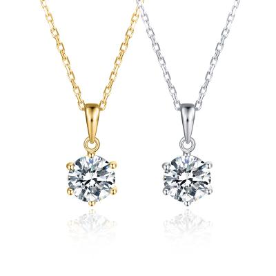 China Wholesale 6.5MM Moissanite Diamond Pendant 9K 10K 14K 18K Solid Gold CLASSIC Dwelling Fine Necklace Jewelry for sale