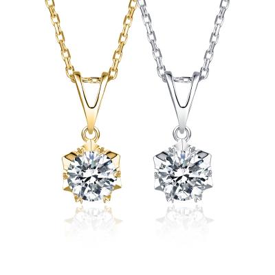 China CLASSIC Dwelling 6.5 Mm Diamond Moissanite Snowflake Pendant Pure Gold Jewelry Necklaces For Women for sale