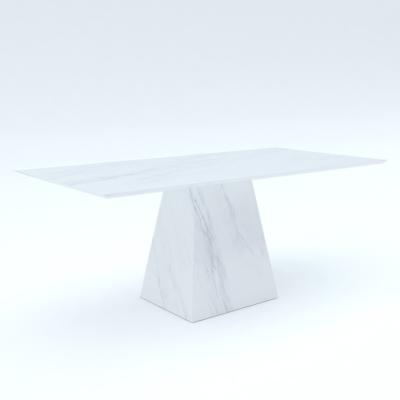 China Long Durable Luxury Modern Marble Countertop Dining Table With Four Metal Seats And Legs for sale