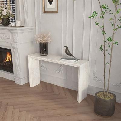 China Easy To Clean Modern Design Console Table Luxury Top Natural Travertine Metal Base Console Tables for sale