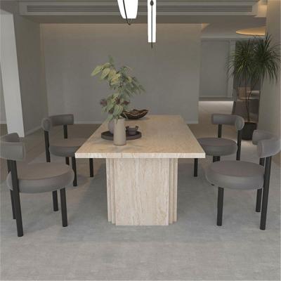 China European Hot Selling Luxury Box Durable Customized Dining Table Restaurant Dining Table Natural Travertine Dining Tables for sale