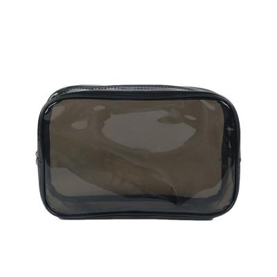 China Custom Reusable Eco-Friendly Waterproof Clear Transparent Makeup Zipper Toiletry Travel Logo PVC Cosmetic Bag Window for sale