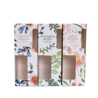 China Eco Friendly Custom Printing Reed Diffuser Packaging Paper Box With Window for sale