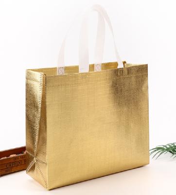 China Recyclable Wholesale Gold Laminated Large Non Woven Bag Shopping Tote Bag for sale