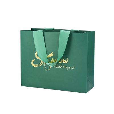 China Eco Friendly Cheap Dark Green Seal Solid Paper Bag For Gift for sale